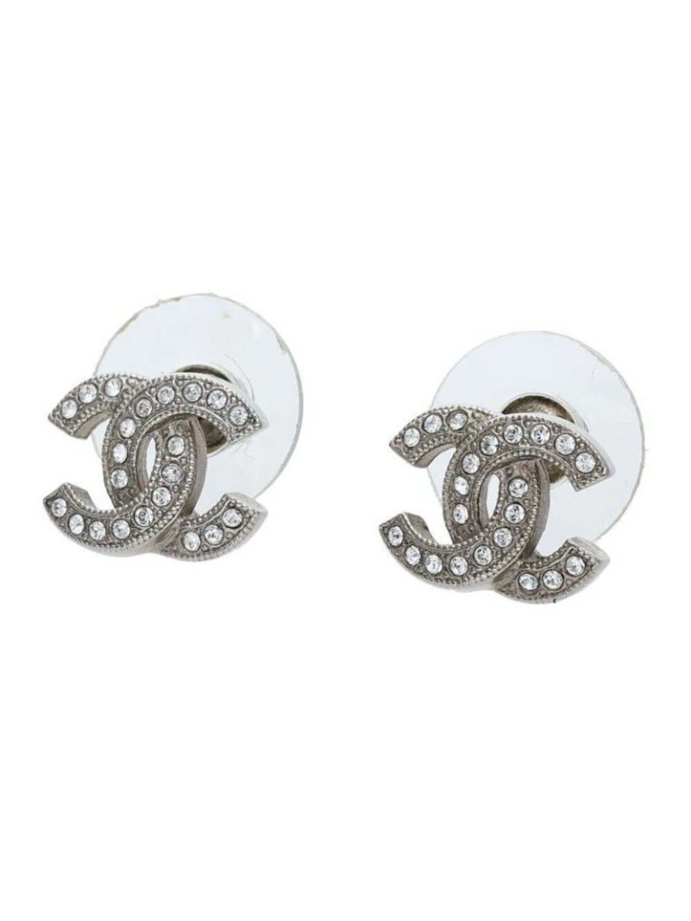 Chanel Rhinestone CC Logo Earrings
